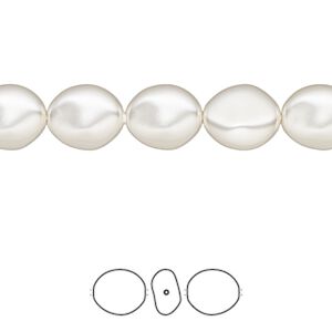 Pearl 250pk white, Swarovski&reg; 10x9mm baroque coin 5842