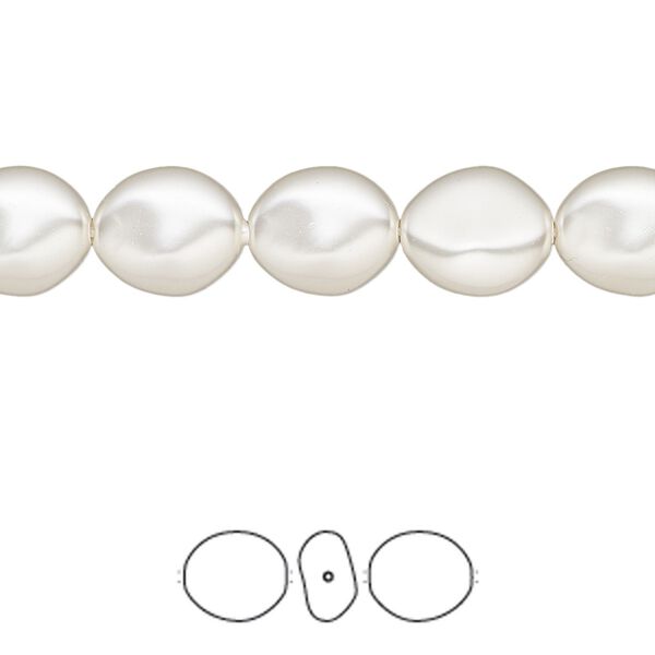 Pearl 250pk white, Swarovski&reg; 10x9mm baroque coin 5842 image number 0