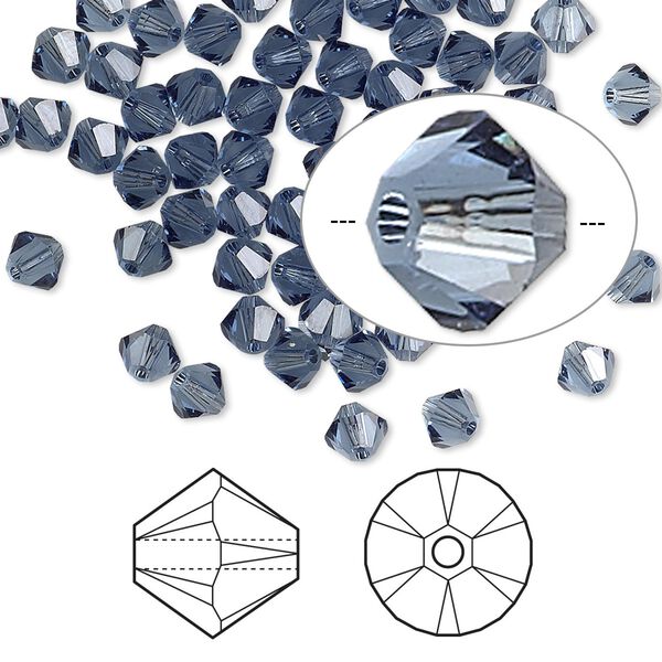 Bead 1440pk denim blue, Swarovski&reg; 4mm XILION bicone 5328 image number 0