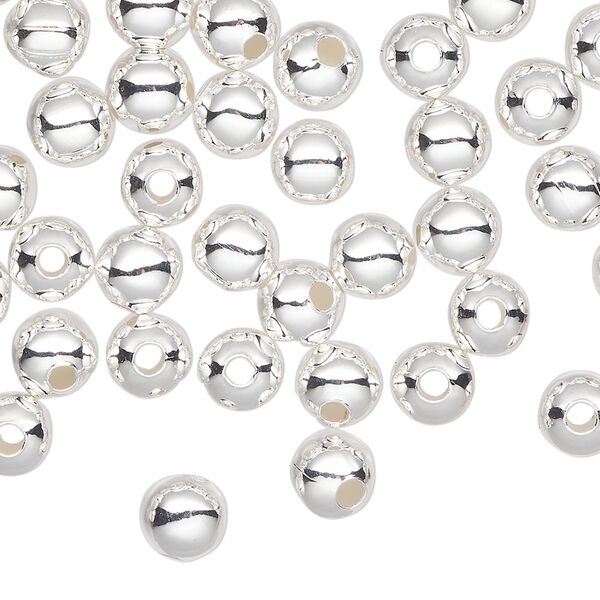 Bead 1pkg500 silver-plated, 6mm round, steel image number 0