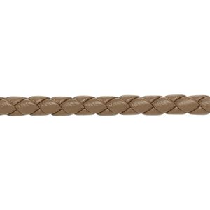 Bolo cord, leatherette, matte tan, 4mm braided round. Sold per 5-yard section.