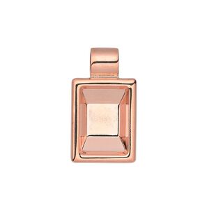 Pendant, Almost Instant Jewelry&reg;, copper-plated "pewter" (zinc-based alloy), 24x14mm single-sided rectangle with 14x10mm rectangle setting and tube bail. Sold individually.