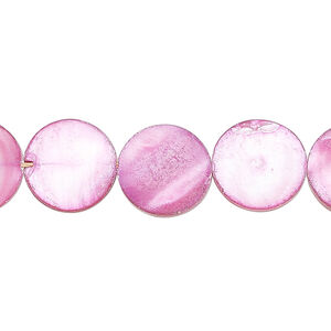 Mother-of-pearl shell 1pkg1, matte puffed flat round bead 15 inch purple 12-13mm