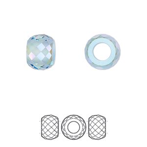 Bead 12pk aquamarine shimmer 2X, Swarovski&reg; 11x7.75mm briolette XXL hole 5043