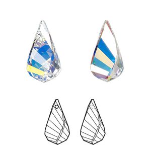 Drop 1pk crystal AB, Crystal Passions&reg; 18x10mm pendant helix 6020