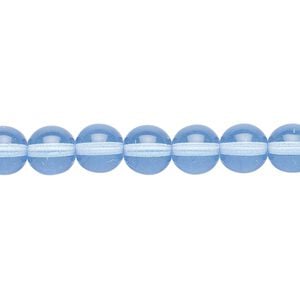 Bead, Czech glass druk, transparent sapphire blue, 8mm round. Sold per 15-1/2" to 16" strand.