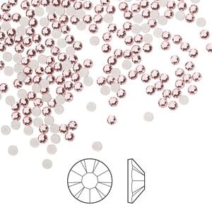 Flat back 1440pk light rose foil back, Preciosa MAXIMA Czech crystal hotfix rhinestone 1.9-2.1mm chaton rose round SS6