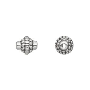 Bead 1pkg20 silver-plated "pewter", 10x9mm fancy tube, antique