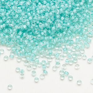 Seed bead, Dyna-Mites&trade;, glass 1pkg0.5kg, #11 round, transparent inside dyed color teal green (222 11/0 RR)