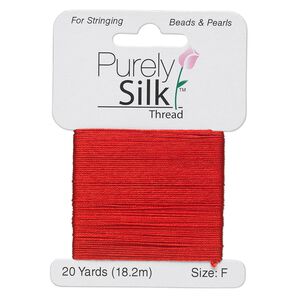 Thread, Purely Silk&trade;, red, size F. Sold per 20-yard card.