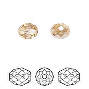 Bead 2pk crystal golden shadow, Crystal Passions&reg; 9.5x8mm olive briolette 5044
