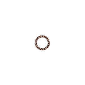 Jump ring 1pkg60 copper, 8mm soldered closed twisted round, 16 gauge / 5.4mm inside diameter / antiqued