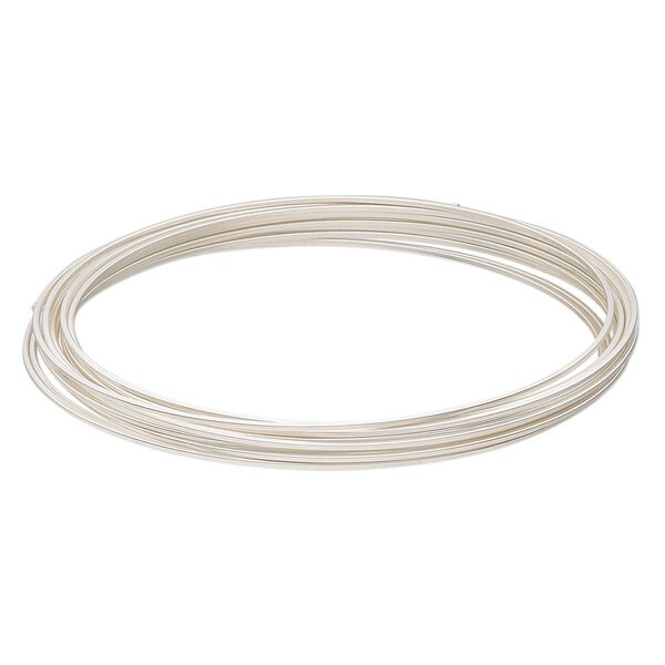 Wire, Beadalon&reg;, silver-plated copper, half-hard, square, 21 gauge. Sold per 2.5-meter section. image number 0