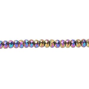 Hemalyke&trade; 1pkg1, rainbow faceted rondelle bead 15.5-16 inch 4x3mm