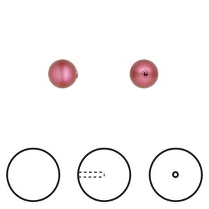 Pearl 1pkg4 mulberry pink, Crystal Passions&reg; 6mm half-drilled round 5818