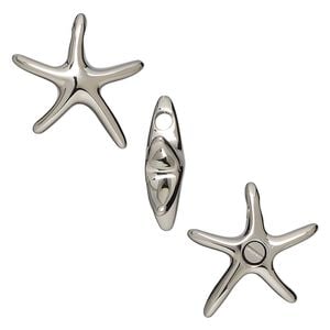 Pendant, stainless steel and silicone, black, 21mm sea star with watertight chamber. Sold individually.