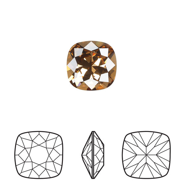 Fancy stone 1pkg72 light smoked topaz foil back, Swarovski&reg; ReCreated&trade;, 12mm square cushion 4470 image number 0