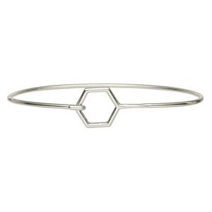 Bracelet component, stainless steel, 2mm wide with 14mm open hexagon, 8 inches with hook closure. Sold individually.