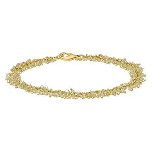 Bracelet, peridot (natural) and gold-finished brass, 8mm wide with 2mm faceted round, 7-1/2 inches with lobster claw clasp. Sold individually.
