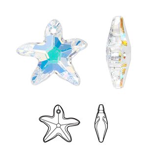 Drop 1pk crystal AB, Crystal Passions&reg; 21x20mm pendant starfish 6721