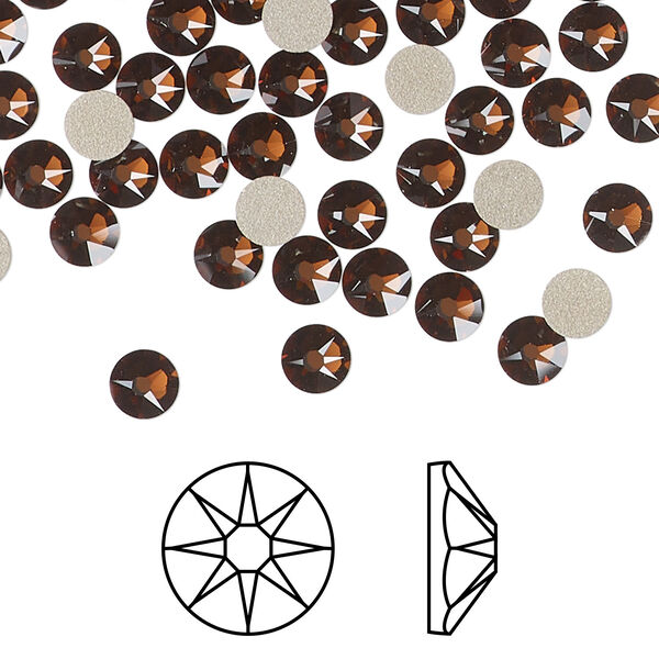 Flat back 1pkg1440 smoked topaz foil back, Swarovski&reg; ReCreated&trade;, 4.6-4.8mm rose round SS20 2088 image number 0
