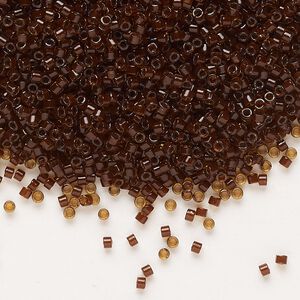 Seed bead, Delica&reg;, glass, pkg/7.5g, #11 round, opaque dark topaz-lined glazed amber (DB-1393).