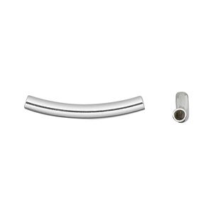 Bead 1pkg2 sterling silver, 25x3mm curved tube