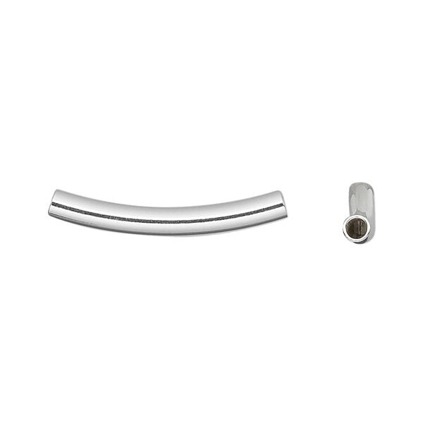 Bead 1pkg2 sterling silver, 25x3mm curved tube image number 0