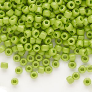 Seed bead, Dyna-Mites&trade;, glass, opaque lime, #6 round. Sold per 1/2 kilogram pkg.