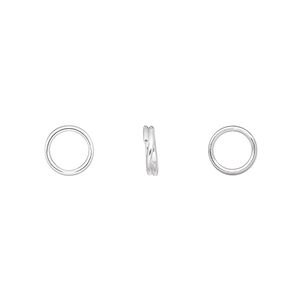 Split ring 1pkg10 sterling silver, 7mm round, 5.7mm inside diameter