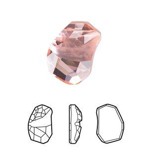 Fancy stone 1pk light rose foil back, Crystal Passions&reg; 19x13mm flat divine rock 4787