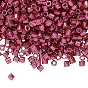Seed bead, Delica&reg; 1pkg7.5g glass, #8 round, Duracoat&reg; opaque galvanized magenta / outside dyed (DBL-1849)