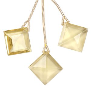 Golden quartz 1pkg3, hand-cut top-drilled faceted diamond bead 18mm