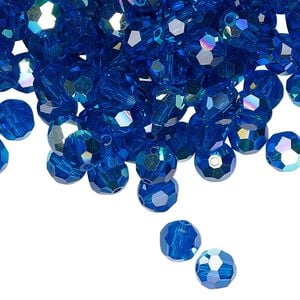 Bead 24pk Capri blue AB, Preciosa Czech crystal 6mm round