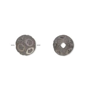 Bead 1pkg10 gunmetal-plated, 10mm stardust round / circles, brass