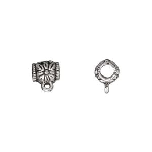 Bead 1pkg50 silver-plated "pewter", 8x7mm barrel, antique