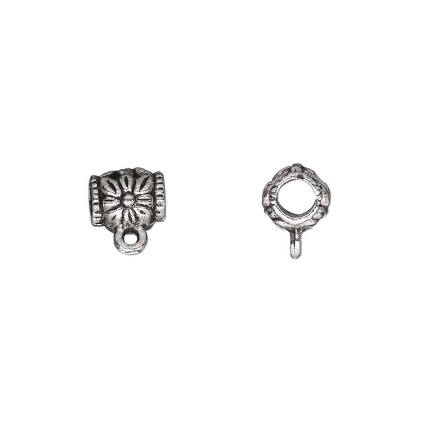 Bead 1pkg50 silver-plated "pewter", 8x7mm barrel, antique image number 0