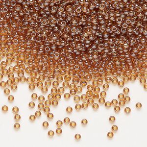 Seed bead, Preciosa Ornela Czech glass, pkg/50g, #11 rocaille, translucent luster topaz, (16090).