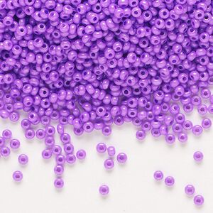Seed bead, Preciosa Ornela Czech glass, pkg/500g, #11 rocaille, opaque violet luster chalkwhite, (16128).
