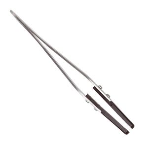 Tweezers, stainless steel and plastic, black, 4-3/4 inches long with cups. Sold individually.