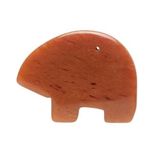 Red aventurine 1pkg1, top-drilled or half-drilled Zuni-style bear focal natural, 34x22mm-38x30m
