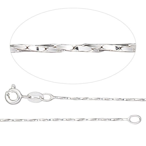 Chain 1pkg1 sterling silver cable, 0.65mm twisted / springring clasp, Gossamer&trade; 20 inch image number 0
