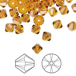 Bead 360pk topaz, Swarovski&reg; 6mm XILION bicone 5328