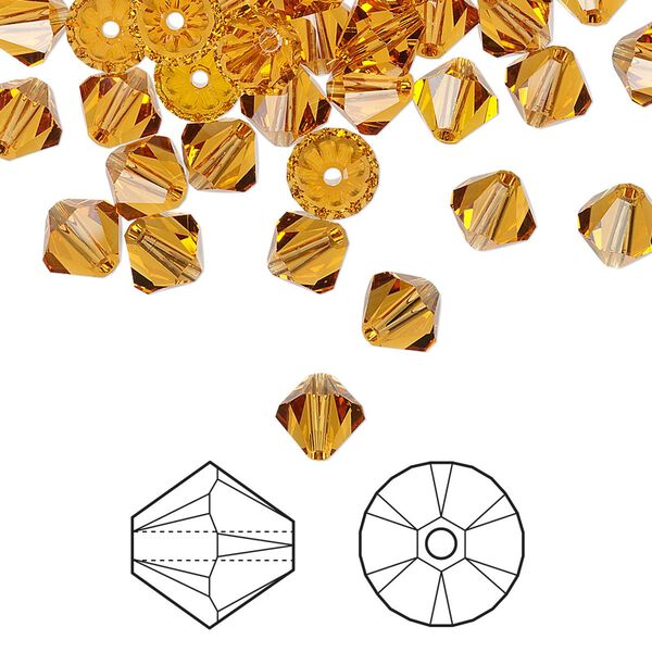Bead 360pk topaz, Swarovski&reg; 6mm XILION bicone 5328 image number 0