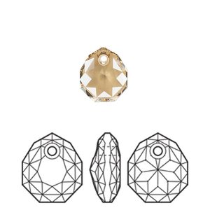 Drop 1pk crystal golden shadow, Crystal Passions&reg; 11.5x10mm pendant majestic 6436