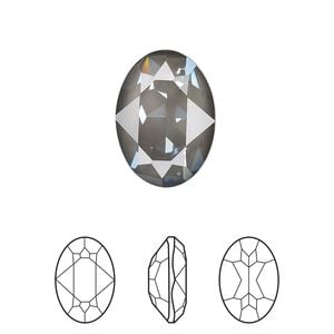 Fancy stone 1pk crystal dark grey ignite LacquerPRO, Crystal Passions&reg; 18x13mm oval 4120