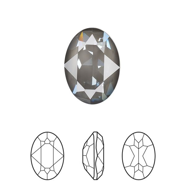 Fancy stone 1pk crystal dark grey ignite LacquerPRO, Crystal Passions&reg; 18x13mm oval 4120 image number 0