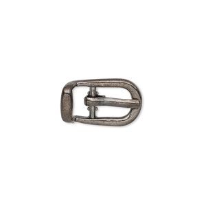 Clasp buckle 1pkg4 "pewter" (zinc alloy), 18x11mm, gunmetal finish 1-strand