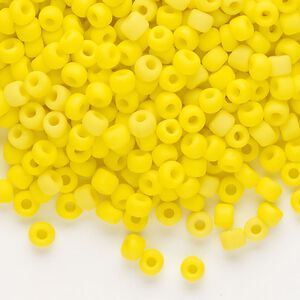 Seed bead, Dyna-Mites&trade;, glass, opaque matte yellow, #6 round. Sold per 1/2 kilogram pkg.