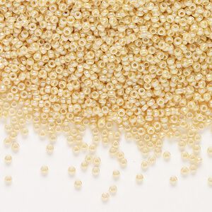 Seed bead, Miyuki, glass, pkg/35g, #15 rocaille, opaque rainbow pear (RR-488).